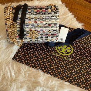 NWT Authentic Tory Burch Kira Tweed Small Convertible Shoulder Bag